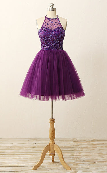 purple short gown