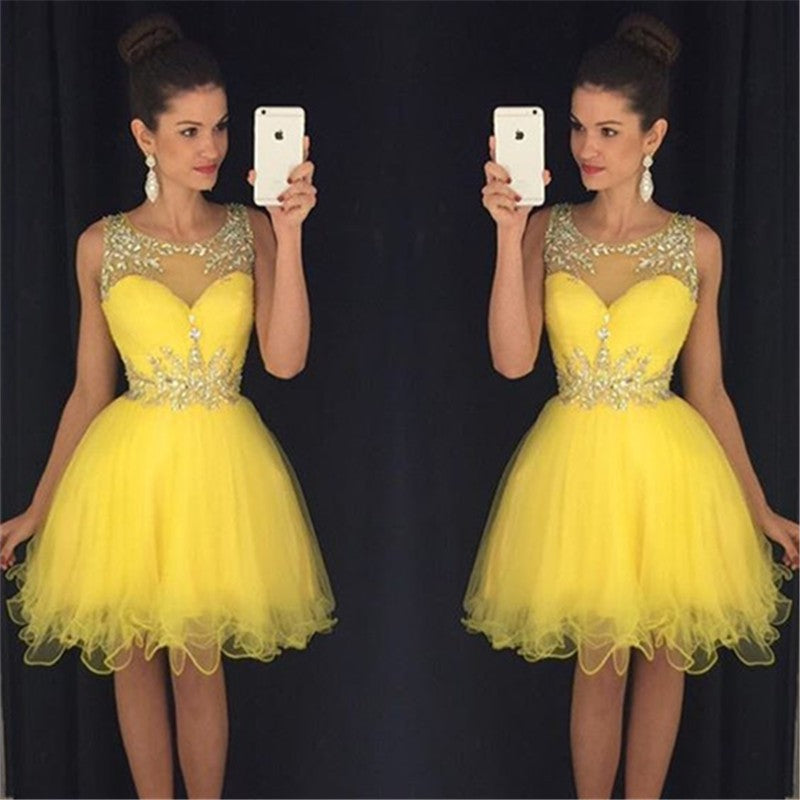 Short Yellow Prom Dress, Homecoming Dresses, Graduation School Party G ...