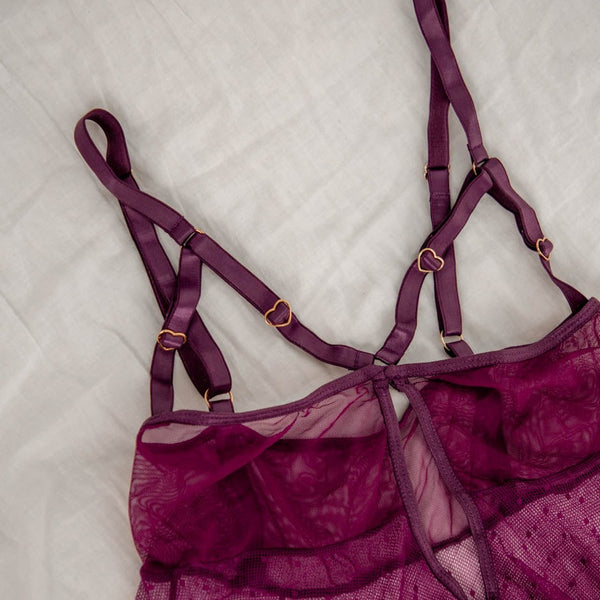 Hearts Of Venus Plum Strappy Lingerie Uye Surana - XS-3X - Gigi's