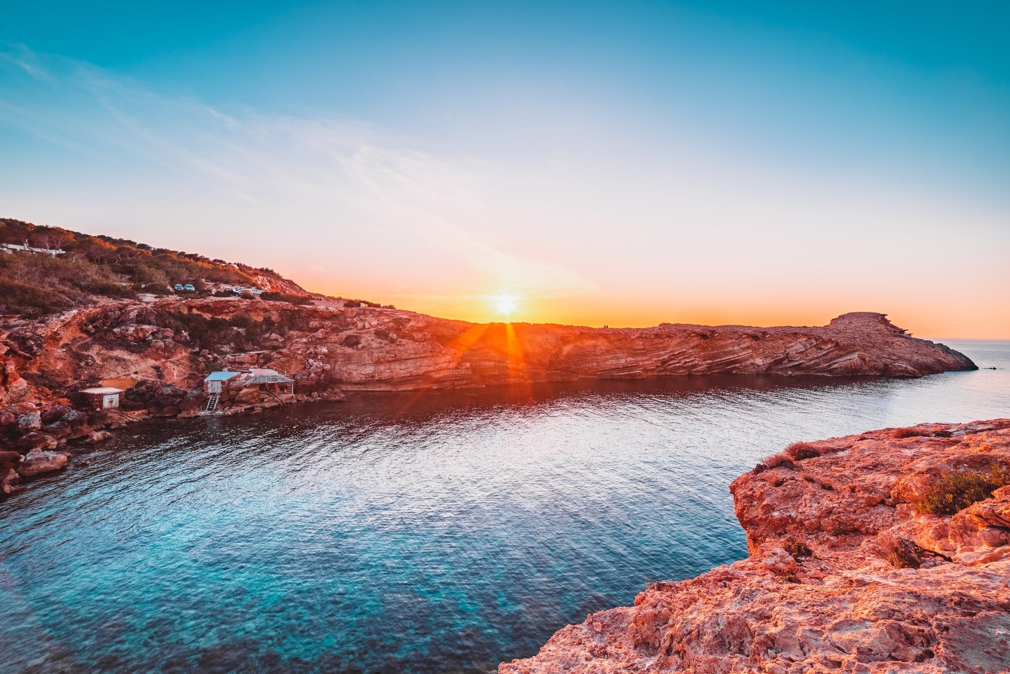 View of a bay in Ibiza, Spain