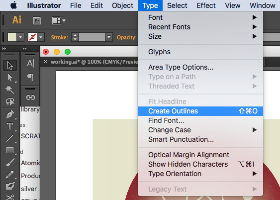 create outlines of text in illustrator