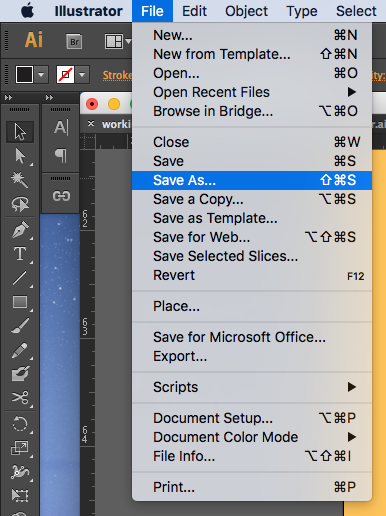 save as in illustrator