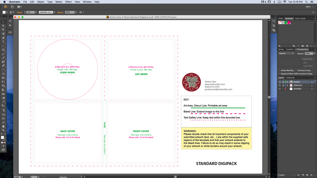 illustrator template for cd printing