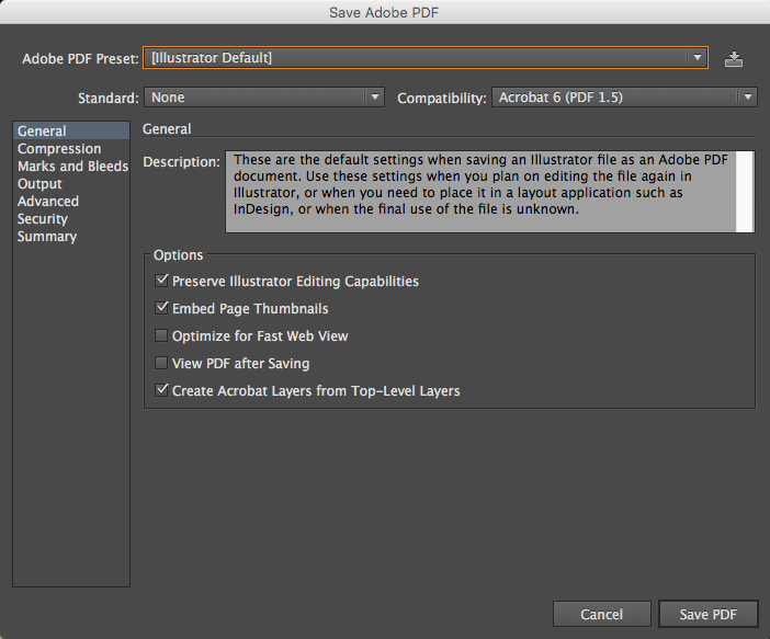 illustrator pdf settings