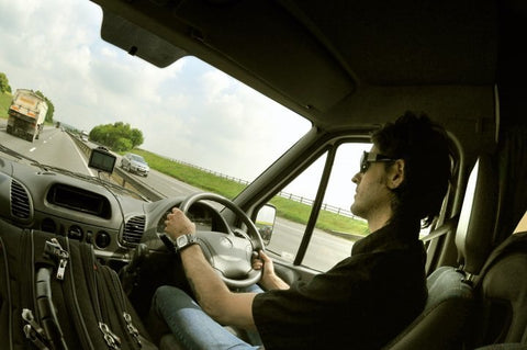 Todd Demma driving the tour van