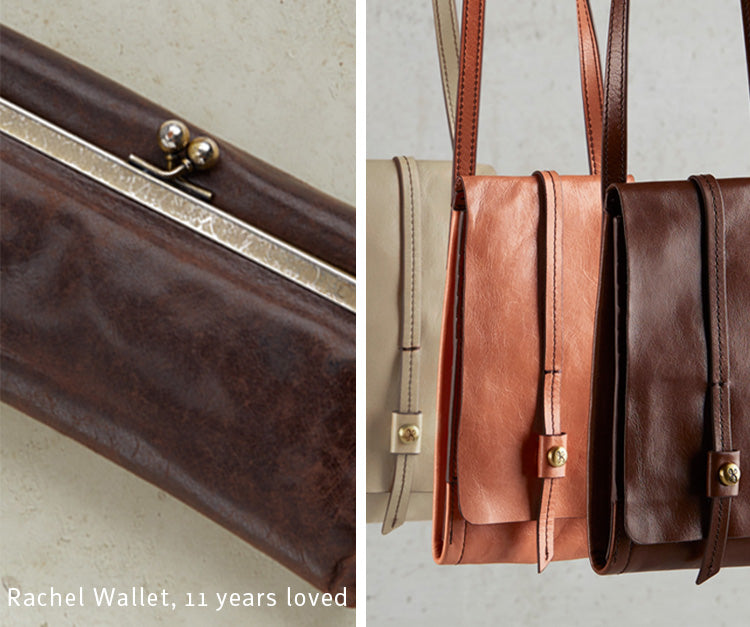 The Rachel wallet and Token crossbody in our Vintage Hide leather
