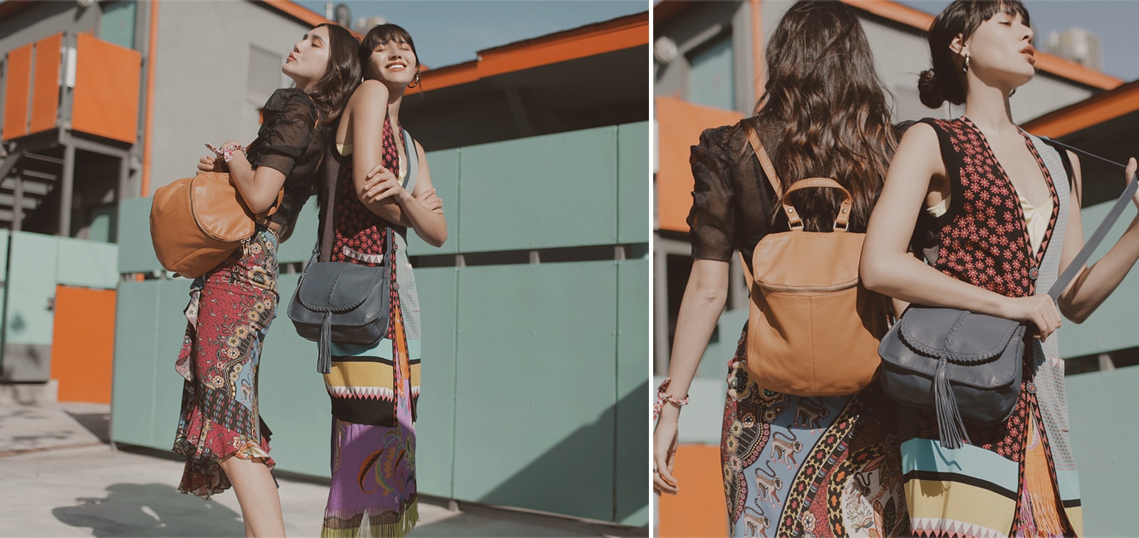 Dylana and Natalie Suarez with the River Backpack and Brio crossbody 