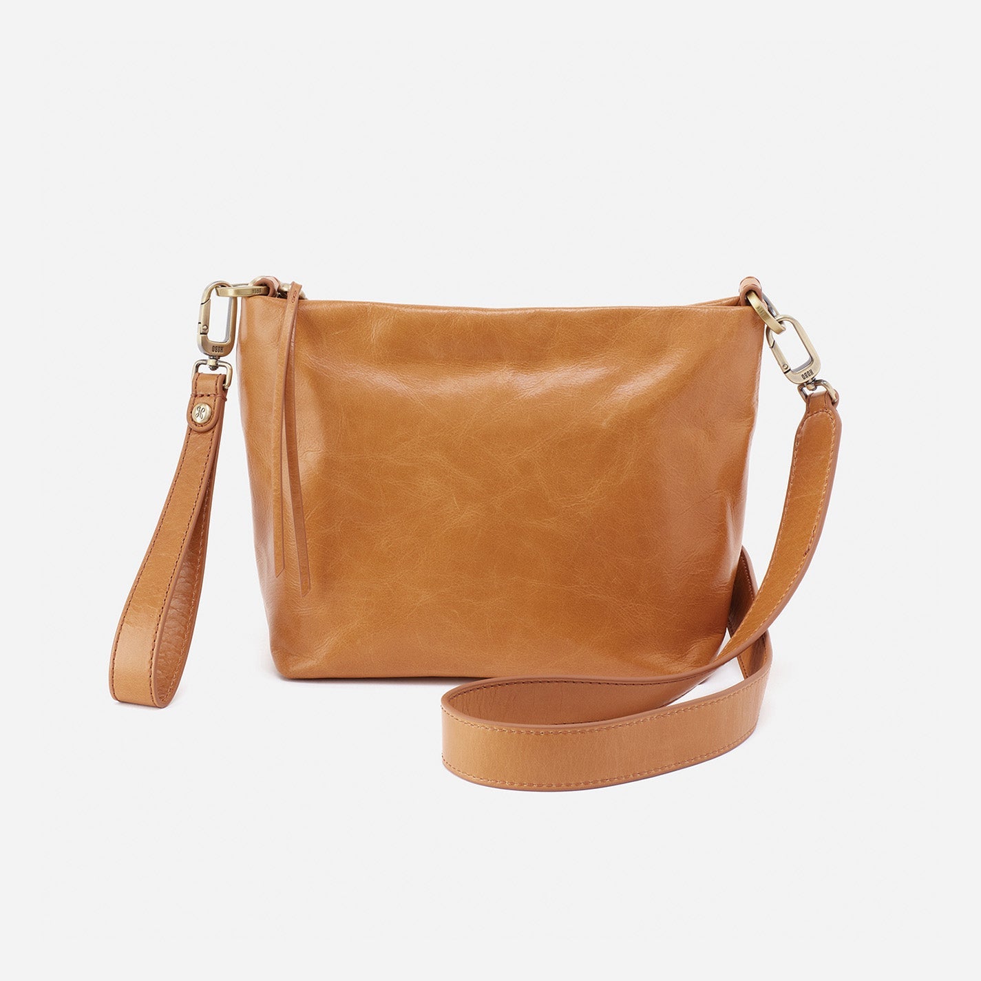 Ashe Crossbody In Polished Leather - Natural CROSSBODY MEDIUM Bag in Natural Brown | Hobo