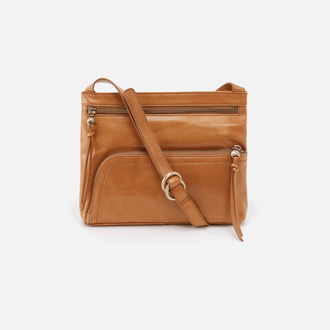 Cassie Cognac Brown Leather Small Crossbody | Hobo