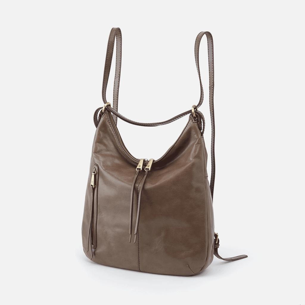 Cliff Grey Leather Backpack Purse | Hobo