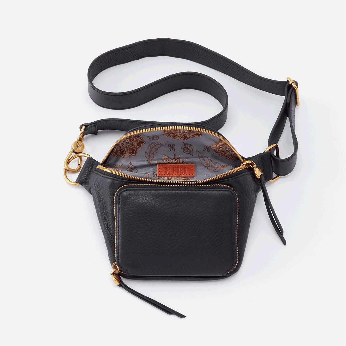 Pulse Black Leather Belt Bag | Hobo