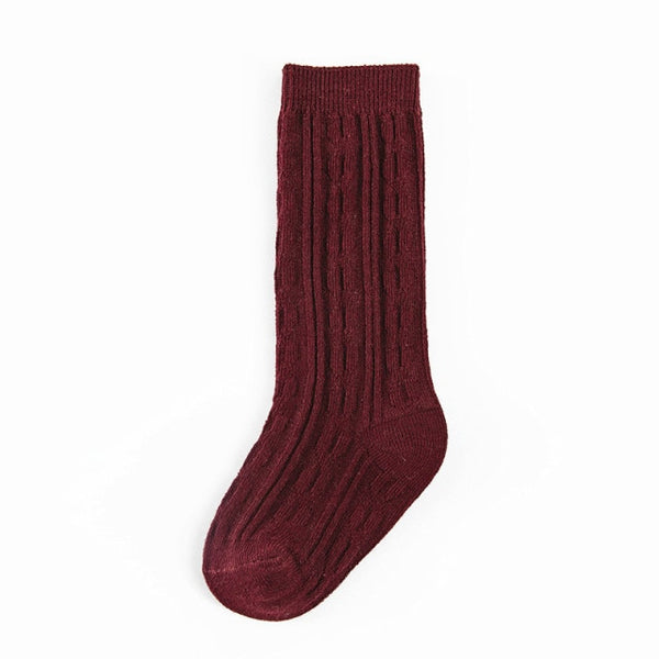 Knee-High Knitted Socks - Maroon