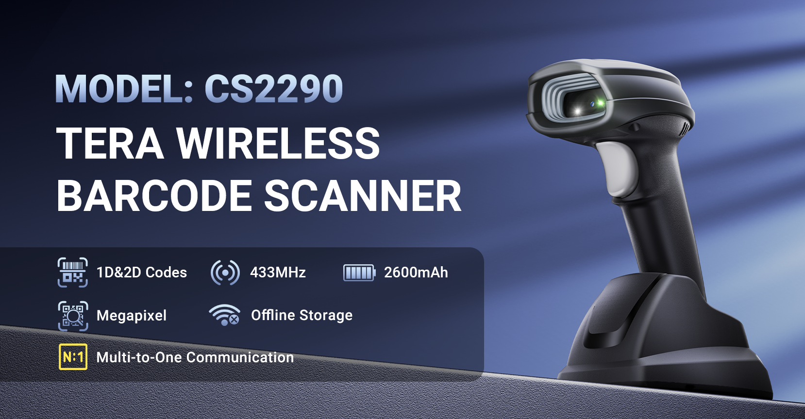 CS2290 2D Wireless Barcode Scanner with Cradle