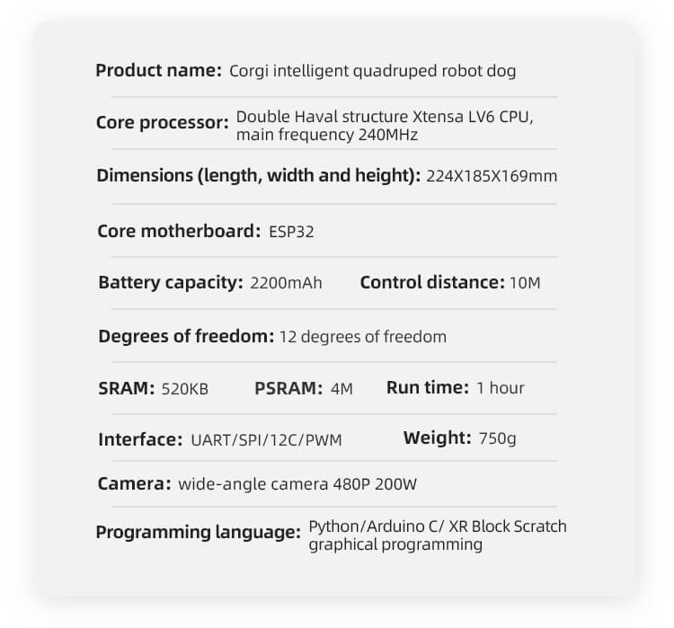 smart programmable robot dog information