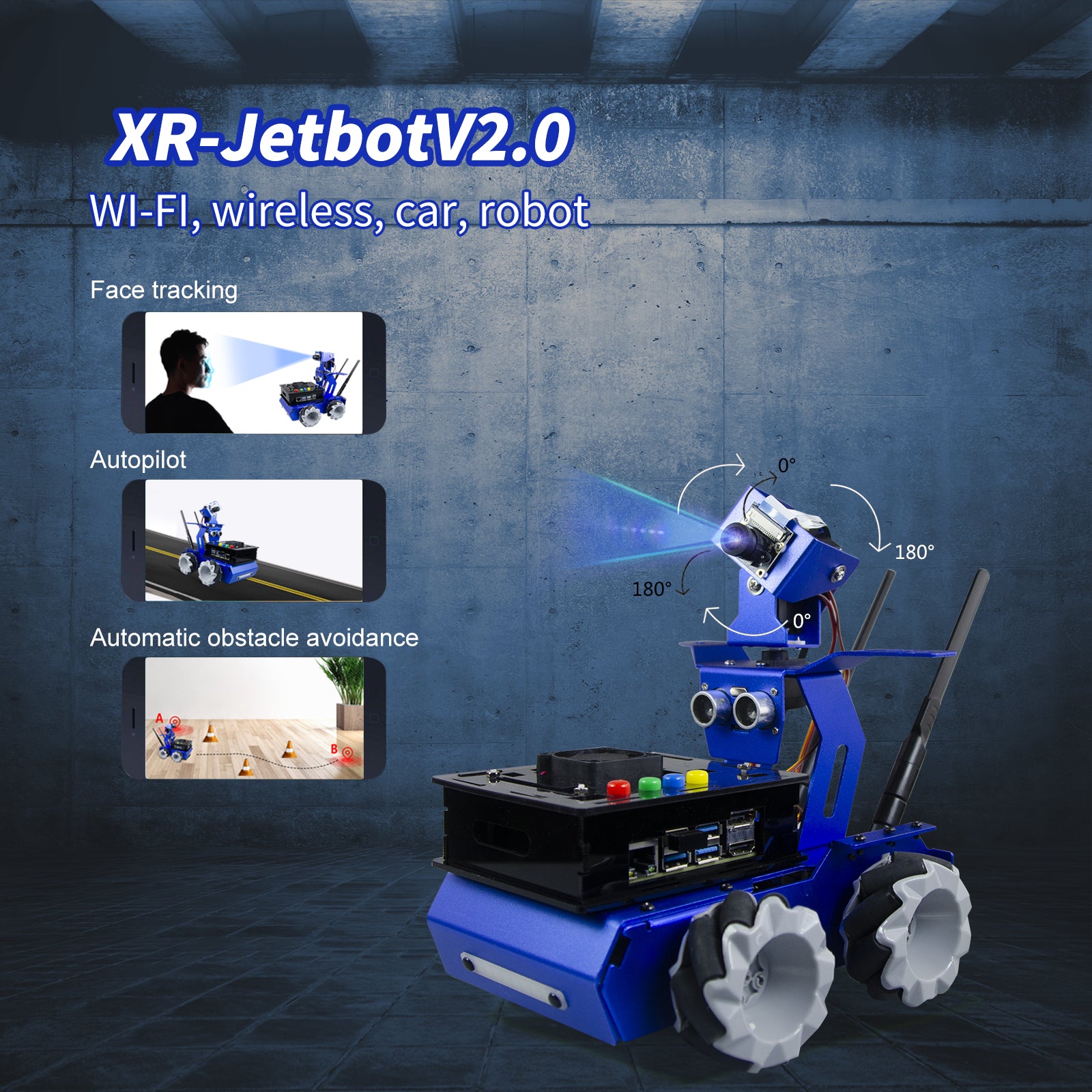 XiaorR Geek Jetson Nano Jetbot 2.0 wireless Mecanum wheeled smart robot car has AI visual recognition function