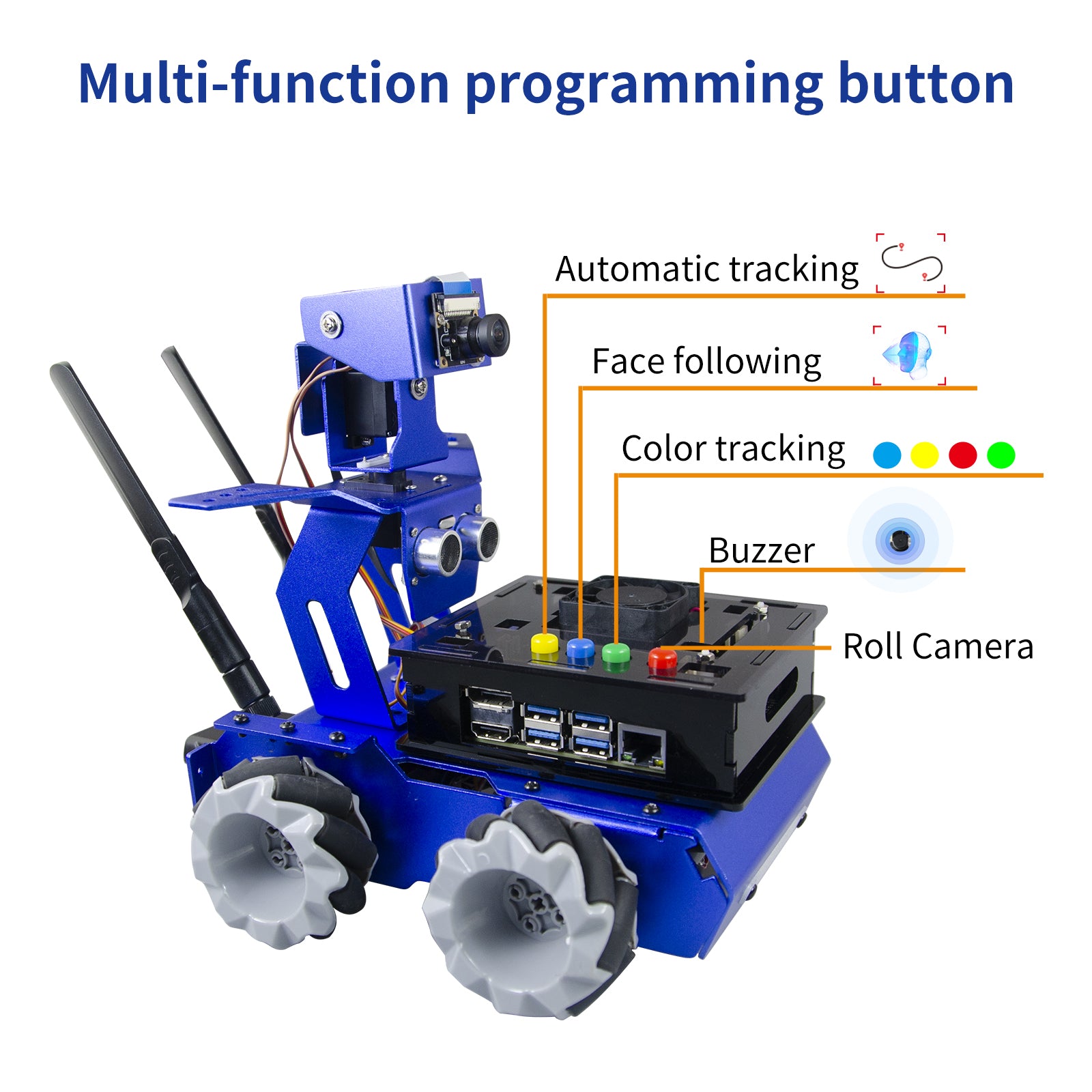 Multi-function programming button introduction of XiaorR Geek Jetson Nano Jetbot 2.0 wireless Mecanum wheeled smart robot car
