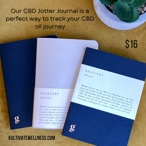 track your daily CBD serving with the Kultivate Wellness CBD jotter journal log