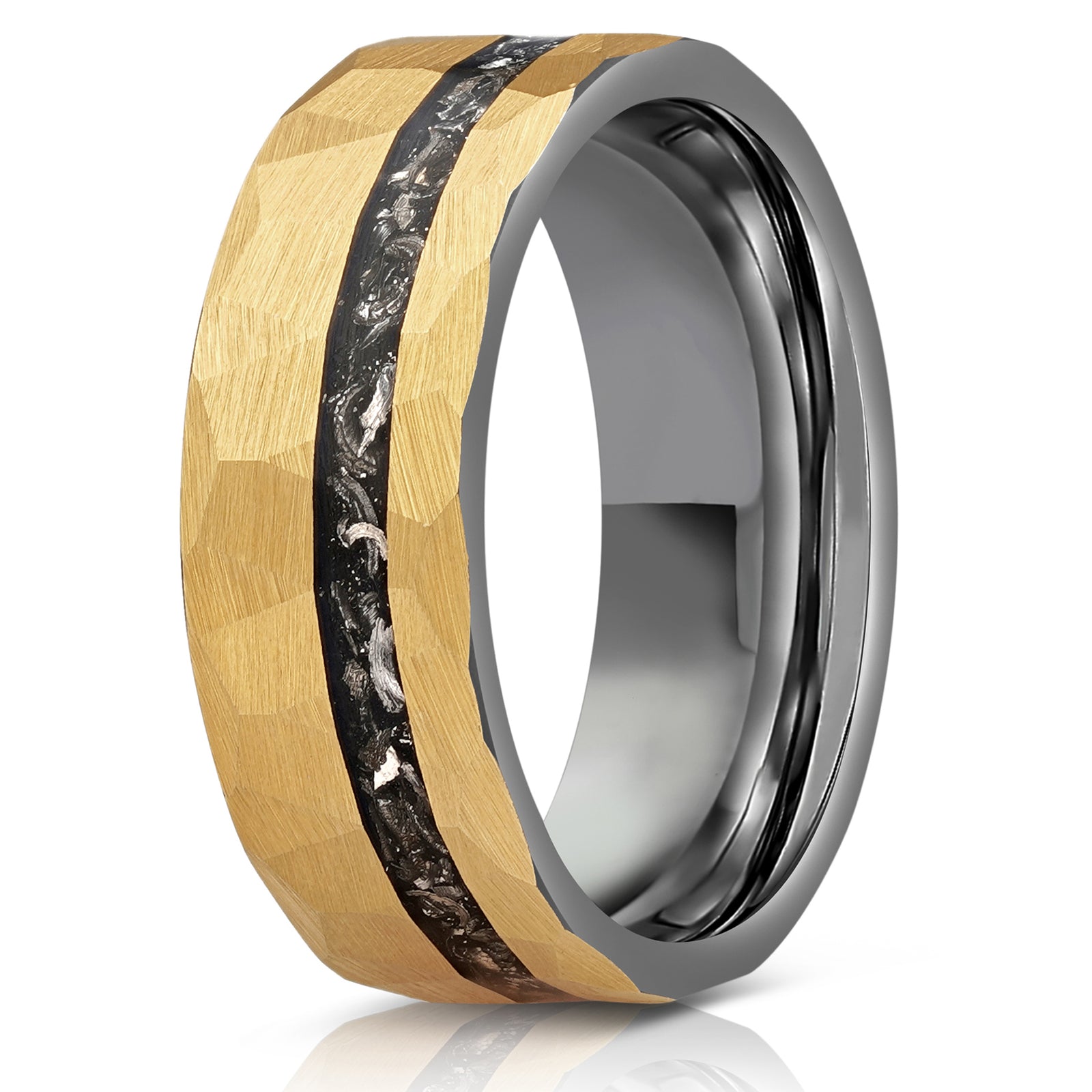 Jewels By Lux Tungsten & 14k White Gold 8mm Grooved Ridged Wedding