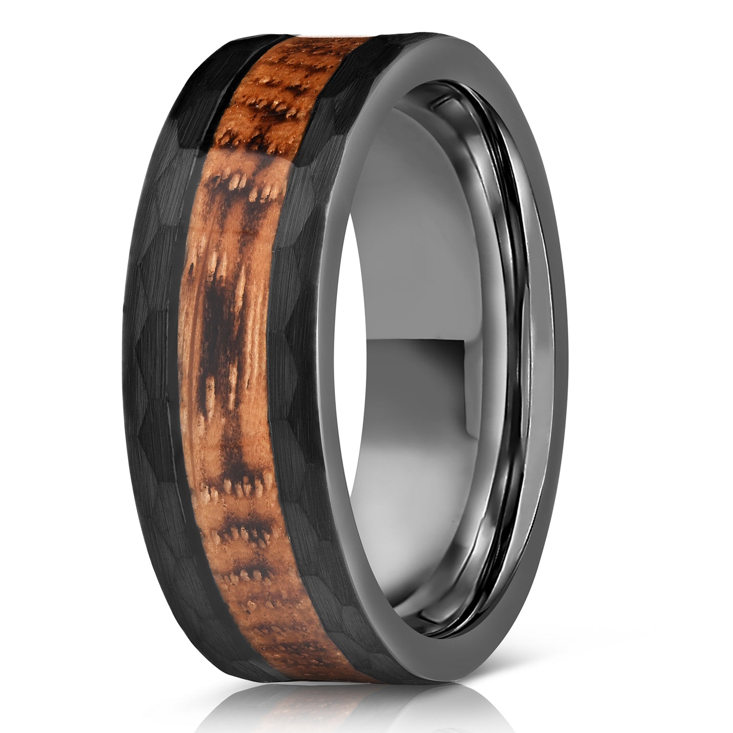 Mens Wood Wedding Bands with Wood Inlay Black Tungsten Wood Rings | Urban Designer 10.5