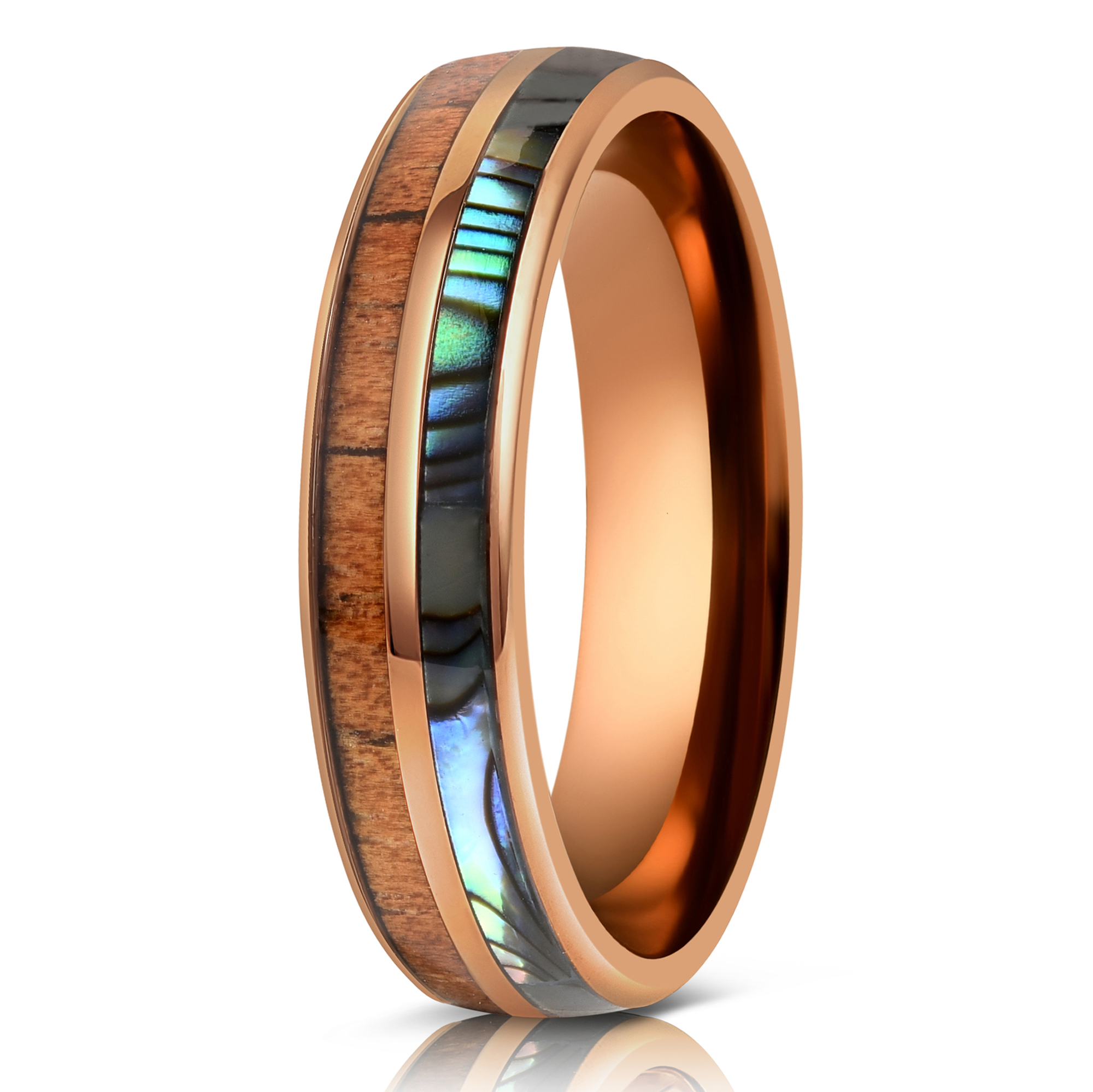 Dionysus Koa Wood x Abalone x Fishing Line- Smoked Rose Gold Tungste - RBL