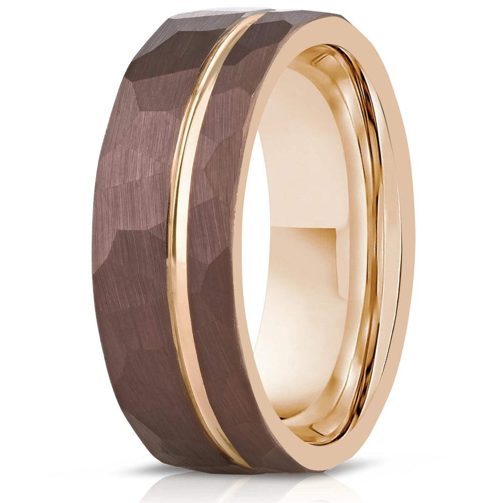 Zeus Hammered Tungsten Carbide Ring- Coffee with Gunmetal - RBL