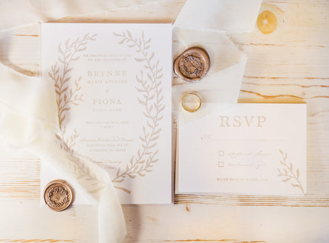 Papillon Press boho natural wedding invitation