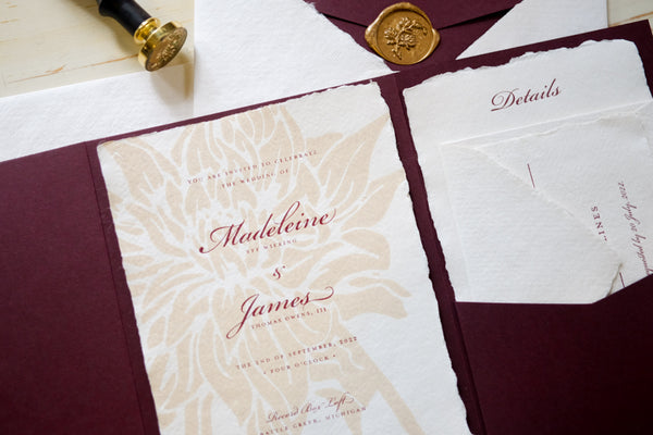 Papillon Press custom letterpress wedding invitations
