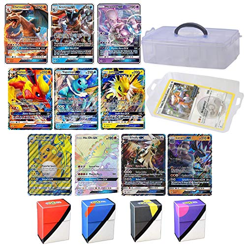 Totem World 10 Jumbo Pokemon Cards In Clear Collectors Storage Case 1 Full Art Mega 1 Mega Ex 3 Gx And 5 Ex Oversize Cards