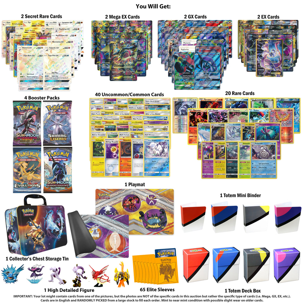 Christmas Gift Pokemon Cards Super Premium Collection Collector Chest 2 Secrets Rares 2 Megas 2 Gxs 2 Exs 20 Rares 4 Boosters Playmat