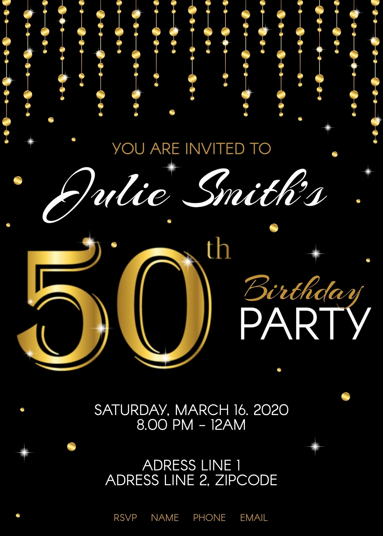 50th Birthday Party Invitation Classic Design – Funtastic Idea