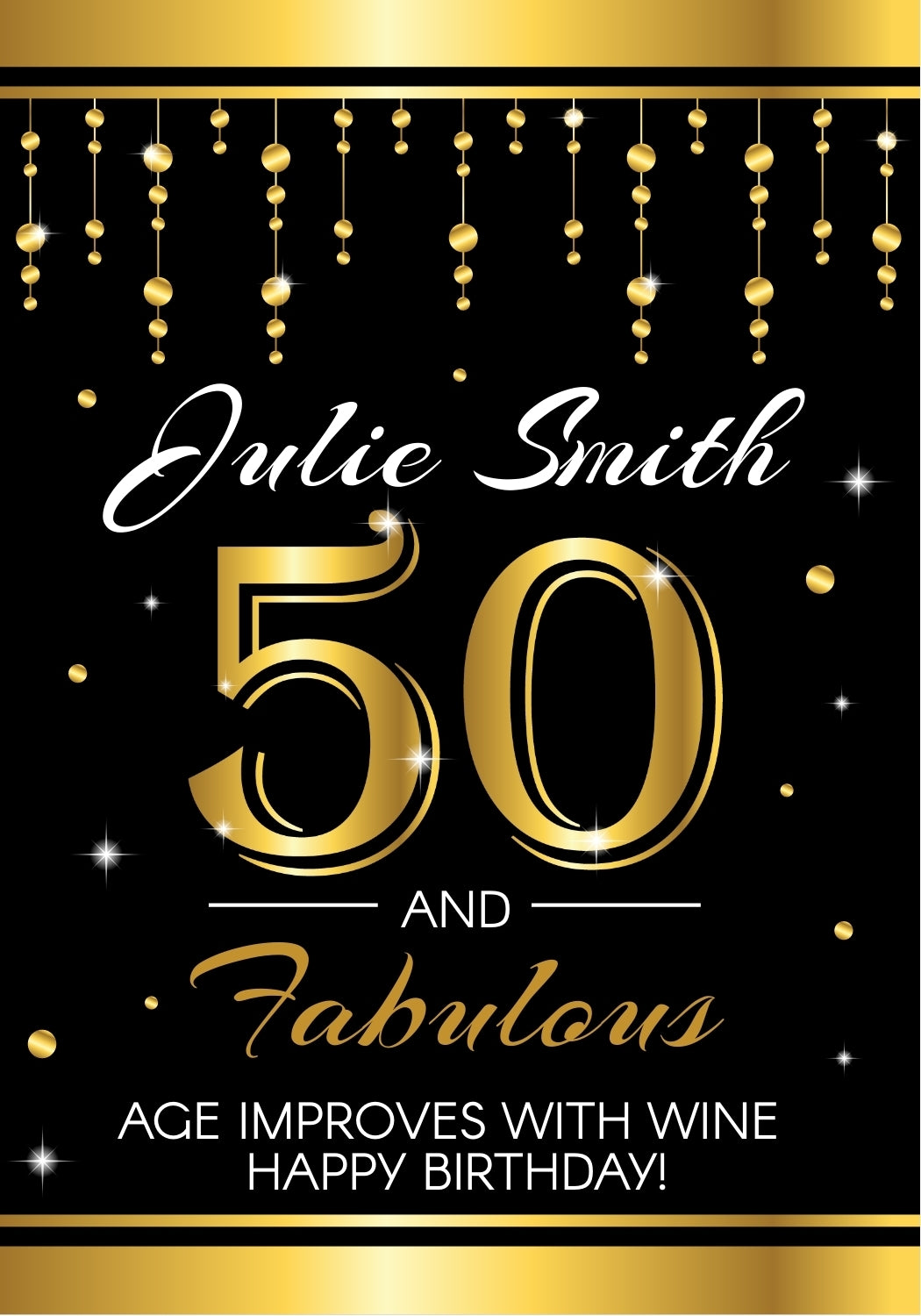 50th birthday wine labels uniquely designed easily personalized