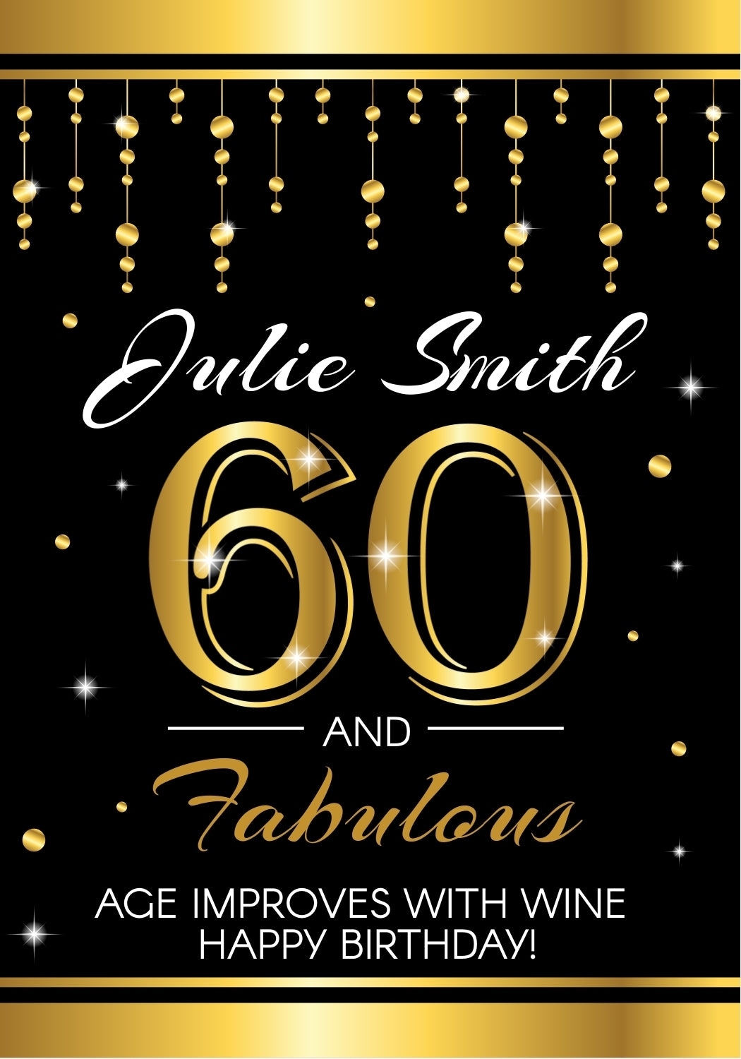 60th birthday wine labels uniquely designed easily