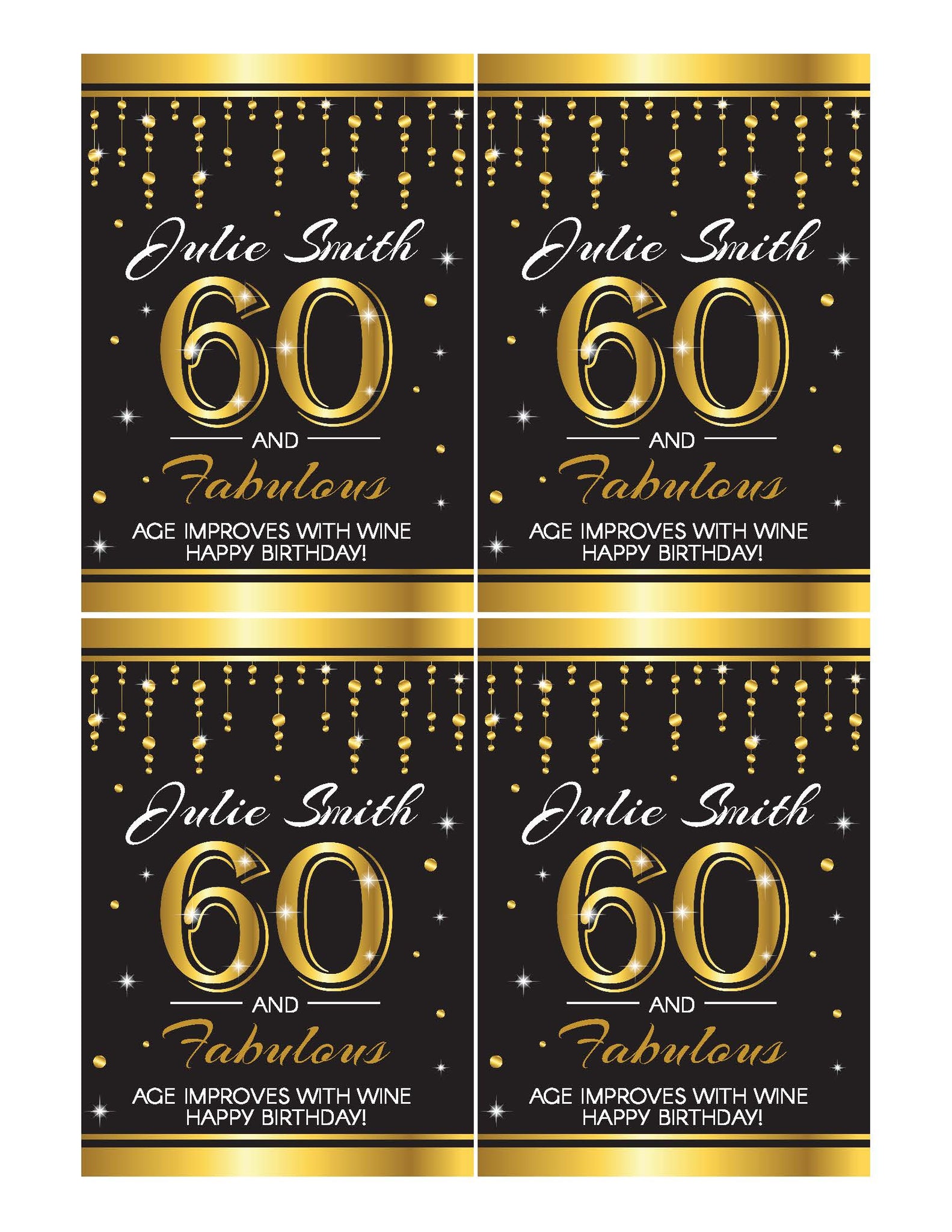 60th birthday wine labels