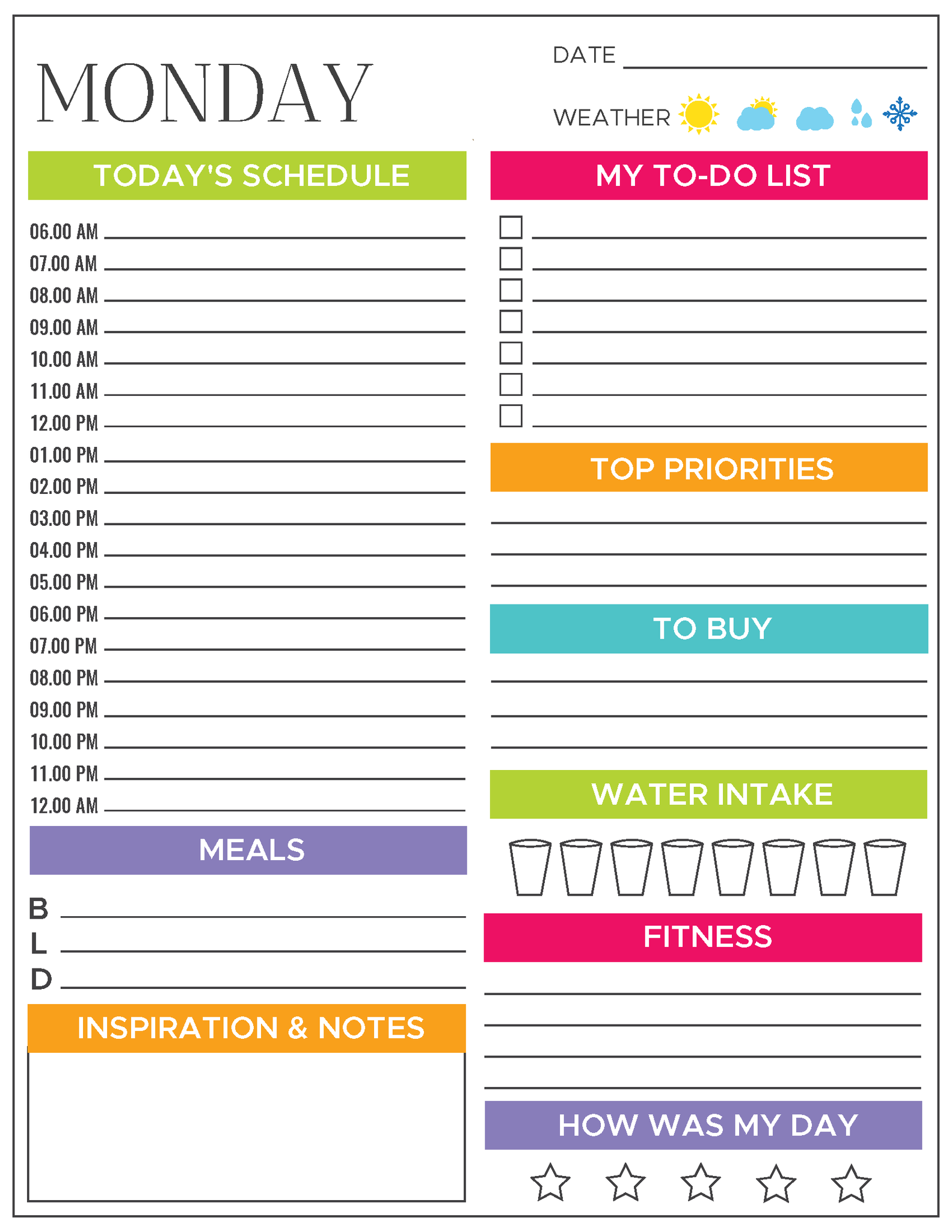 7 Day Planner Daily Digital Planner Unique Editable Design