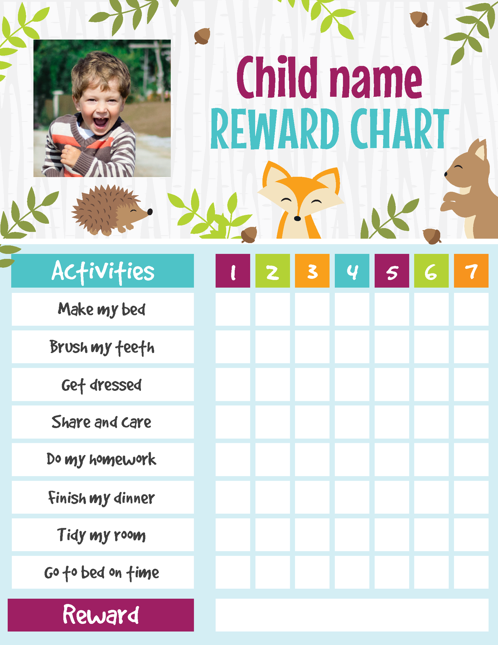 Printable Reward Chart Template