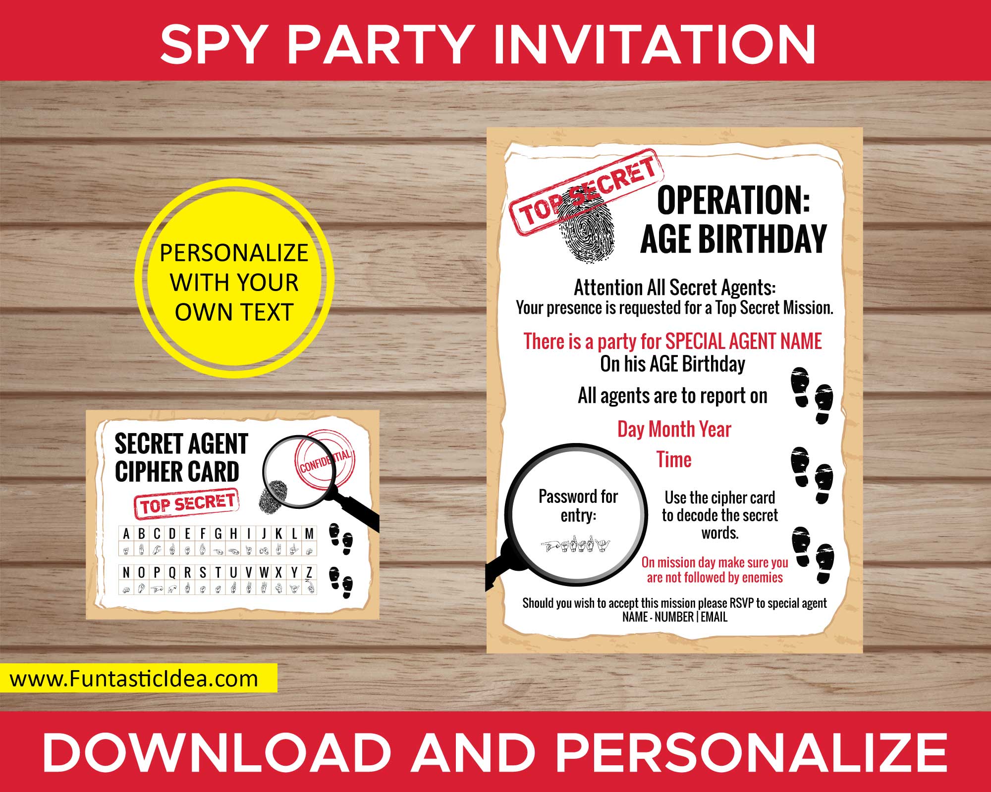 Spy Party Invitation | Uniquely Designed & Easily Personalized