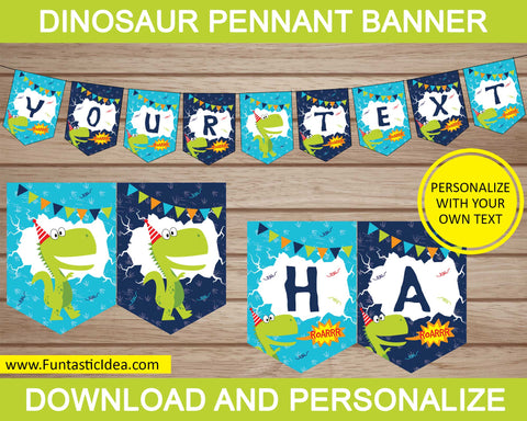 Dinosaur Party Pennant Banner