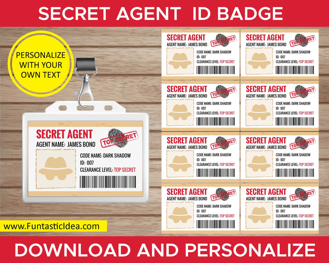 Spy Party Secret Agent ID Badge | Uniquely Designed & Easily ...