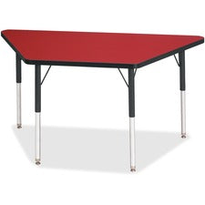 Berries Adult-Size Classic Color Trapezoid Table - Laminated Trapezoid, Red Top - Four Leg Base - 4 Legs - 48" Table Top Length x 24" Table Top Width x 1.13" Table Top Thickness - 31" Height - Assembly Required - Powder Coated