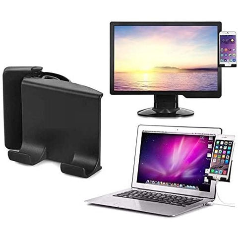 Laptop Phone Holder Adjustable Side Mount Clip Computer Monitor Slim Portable Smartphone Stand