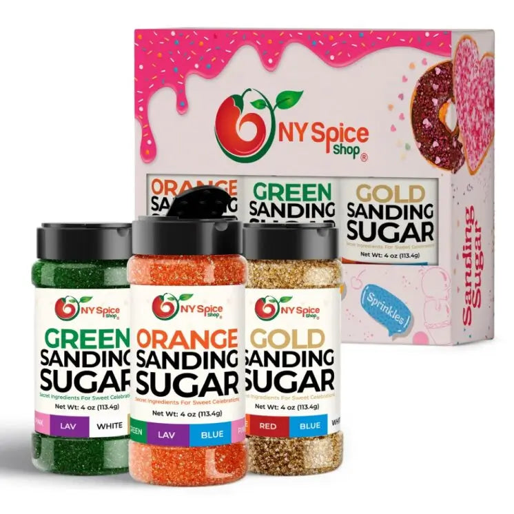 Green-Orange-Gold Sanding Sugars - NY Spice Shop