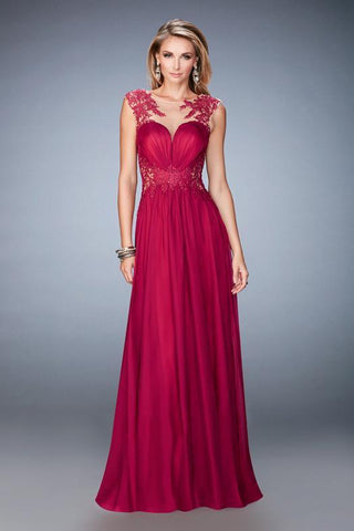 Illusion Embellished Chiffon Gown