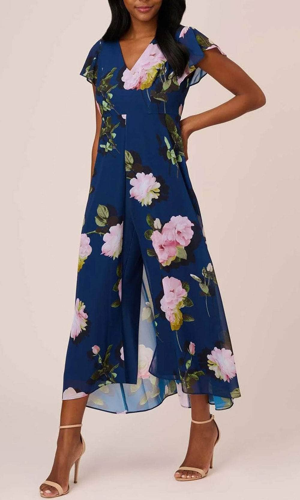 Adrianna Papell AP1D104961 - Floral Print Chiffon Jumpsuit
