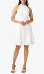 A-line Beaded Trim Natural Princess Seams Waistline Short Halter Sleeveless Dress