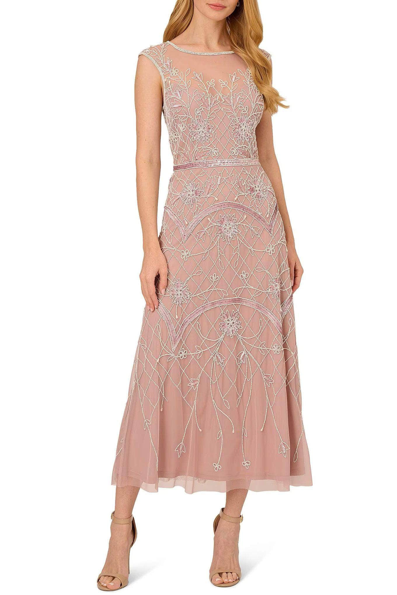 Adrianna Papell AP1E210426 P - Beaded Illusion Bateau Dress
