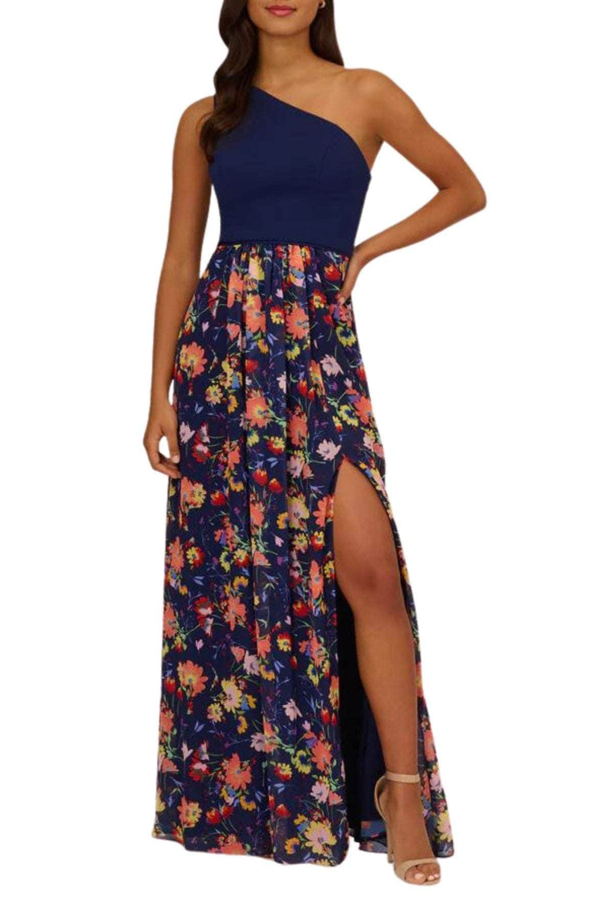 Adrianna Papell AP1E210586 - One Shoulder Floral A-Line Evening Dress
