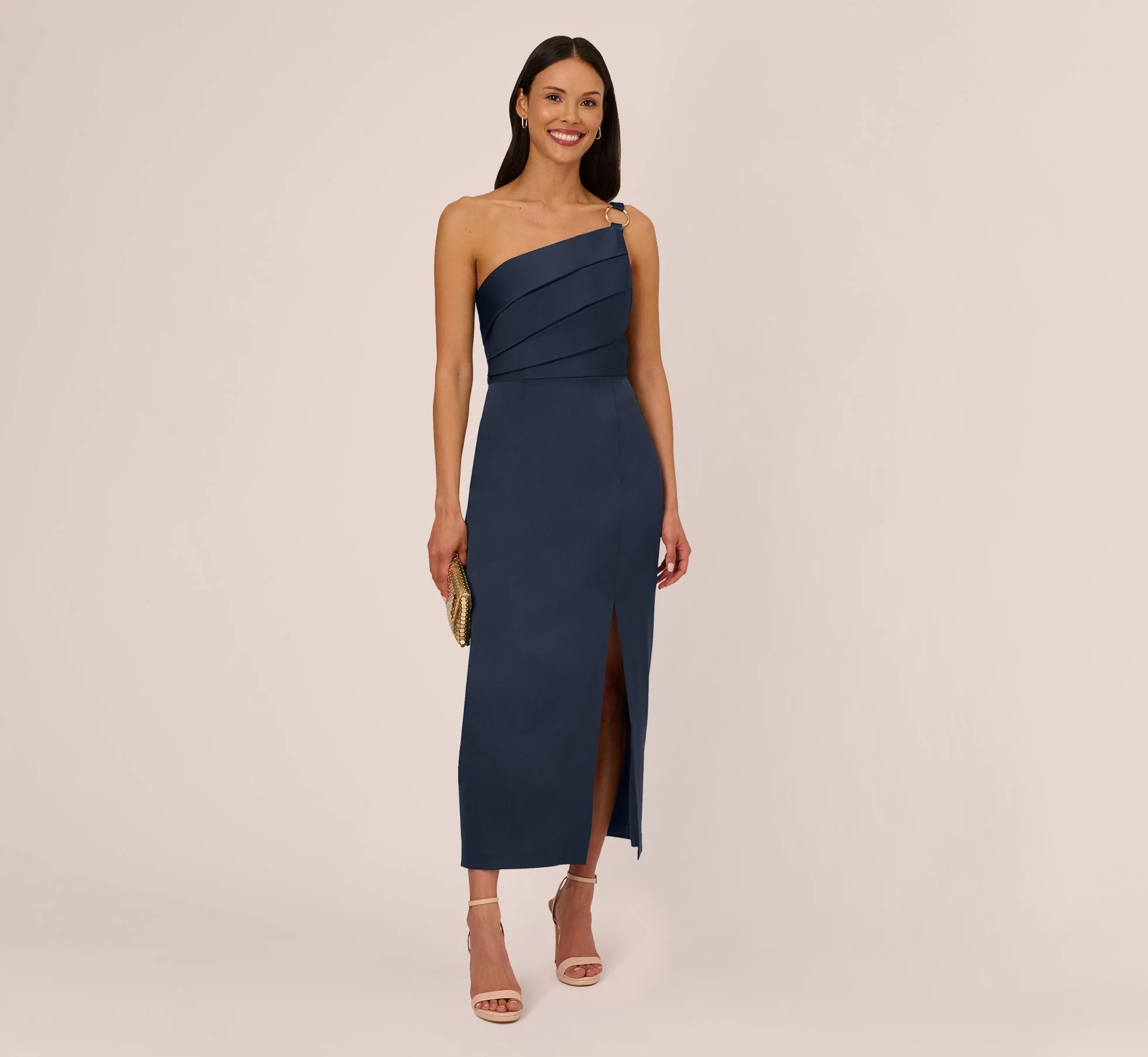 Adrianna Papell AP1E210669 - Pleated One Shoulder Dress
