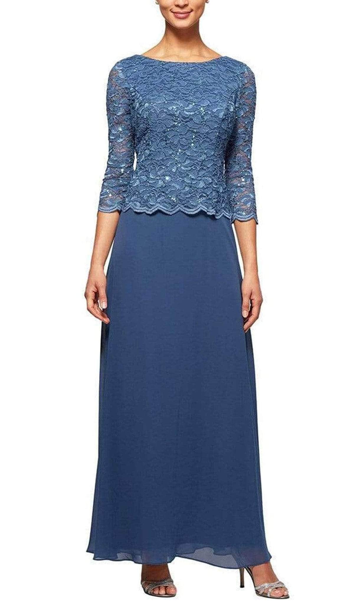 Alex Evenings - 112655 Scallop Lace Mock Dress with Chiffon Skirt
