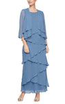 Modest Natural Waistline Chiffon Flowy Sleeveless Floor Length Scoop Neck Sheath Sheath Dress/Evening Dress