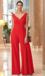 Sophisticated V-neck Plunging Neck Natural Waistline Sleeveless Back Zipper Jumpsuit